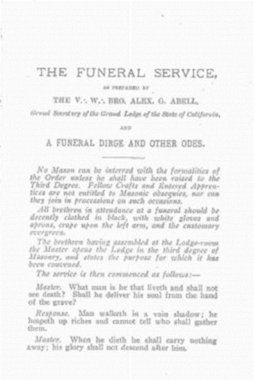 1902 California Masonic Funeral Ritual